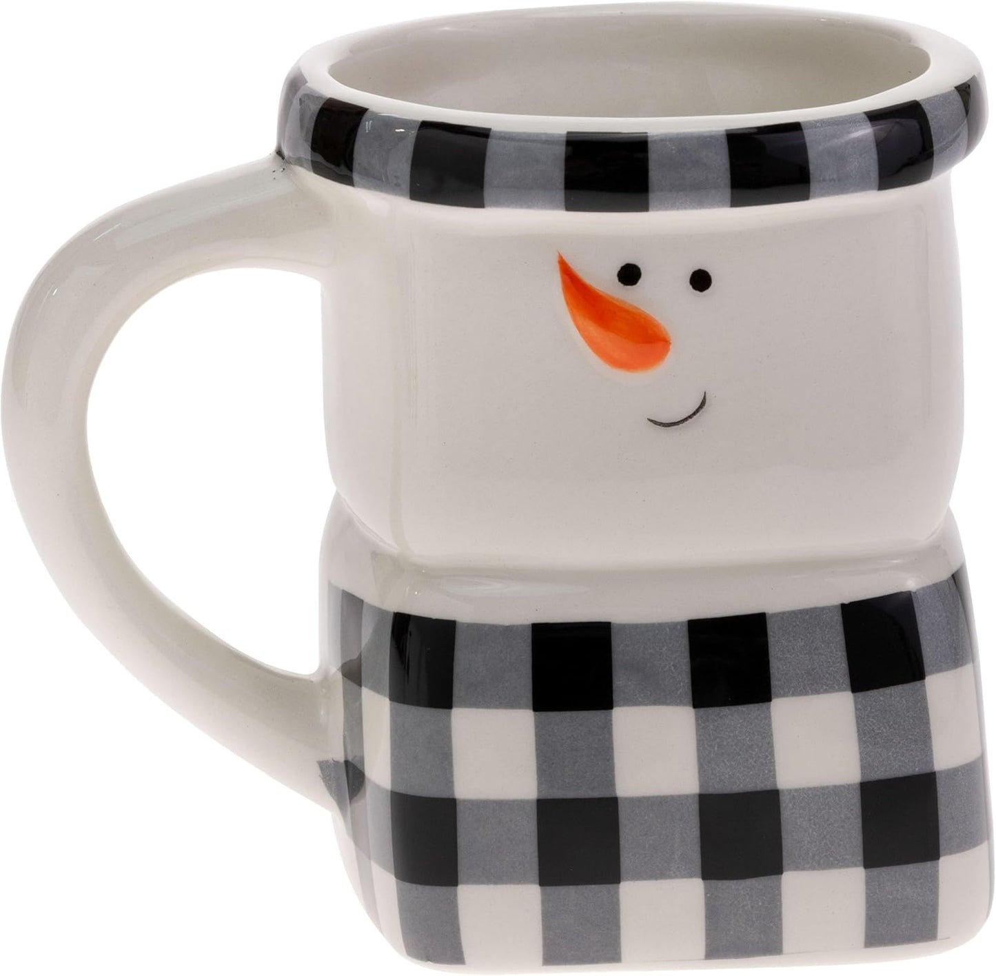 Joyous Black & White Check Snowman Christmas Mug