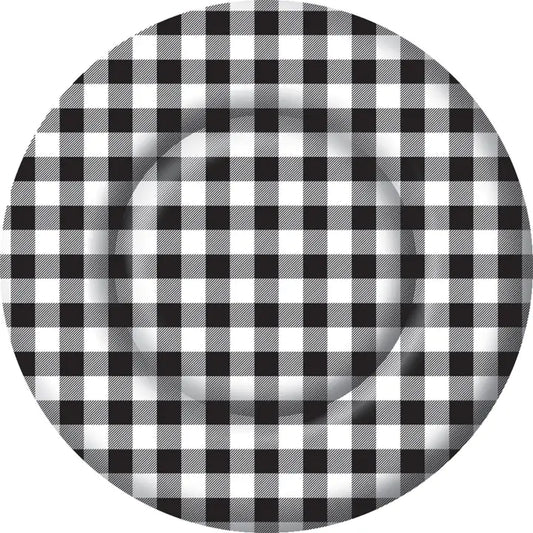 Buffalo Check Black Round Paper Plates (2 Sizes)