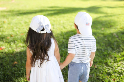 American Flag Bow Baseball Girls Hat - Junior (Ages 7-12)