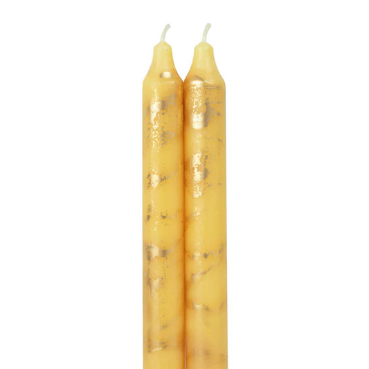 Decorative Lemon Zest Yellow with Gold Flakes Taper Candles