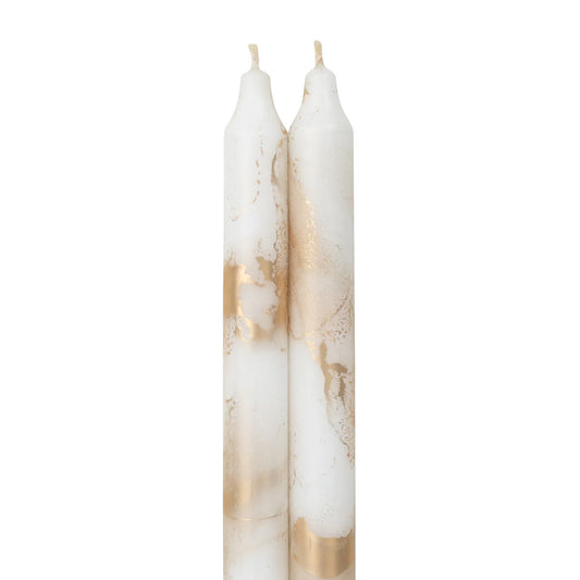 White with Gold Flakes Taper Candles