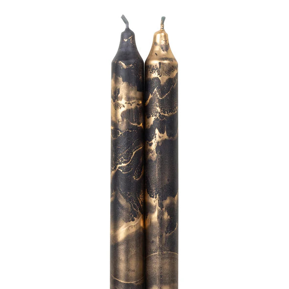 Decorative Graphite with Gold Flakes Taper Candles