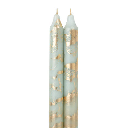 Decorative Pistachio Green with Gold Flakes Taper Candles