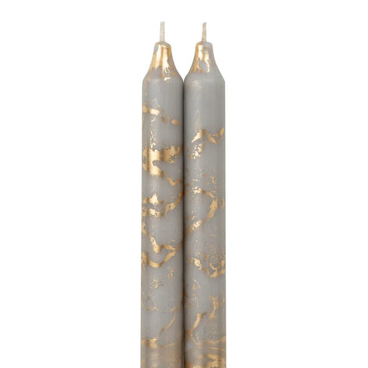 Decorative Stone Gray with Gold Flakes Taper Candles