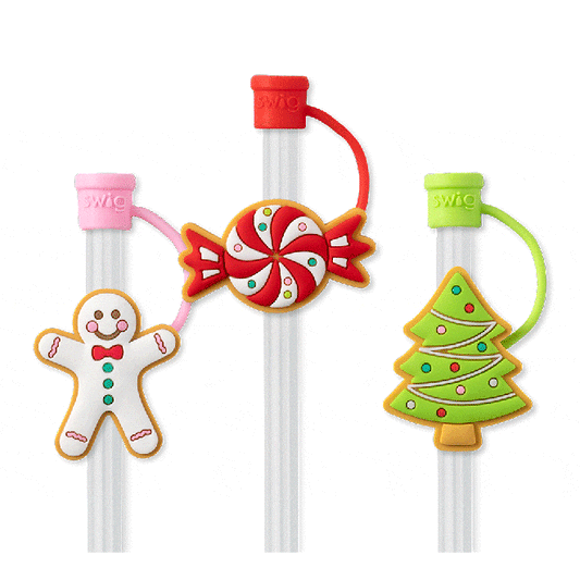 Cookie Jar Christmas Themed Straw Topper Set