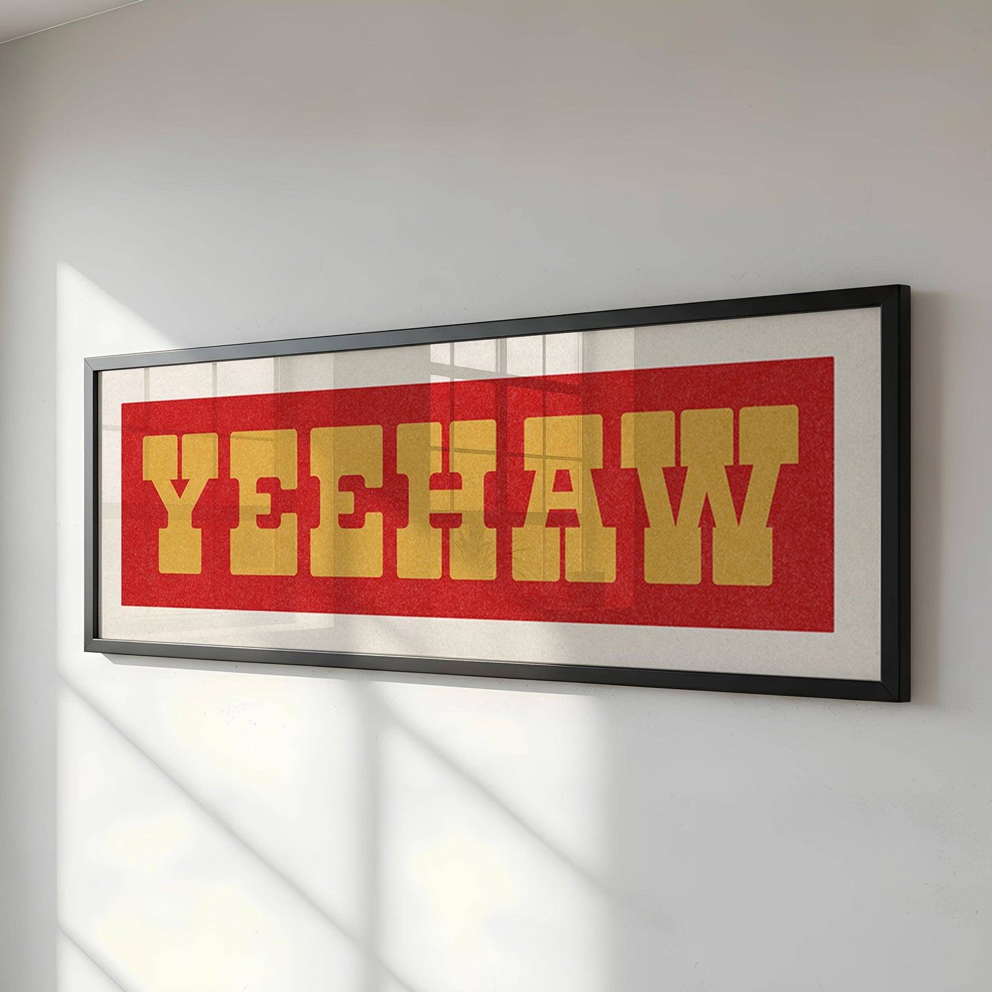 Framed YEEHAW Sign - Red & Gold Art Print