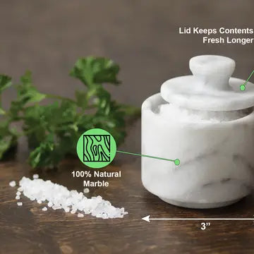 Lidded White Marble Salt Cellar