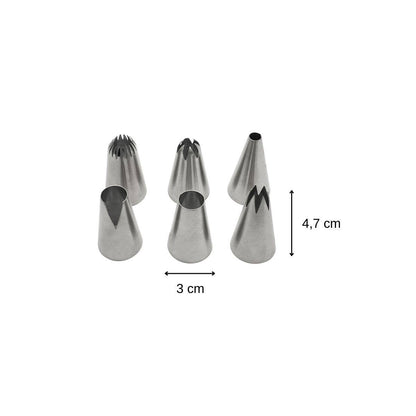 Set of 6 Zenker large stainless steel pastry nozzles