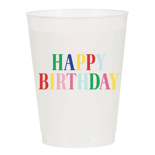 "Happy Birthday" Plastic Frosted Cups