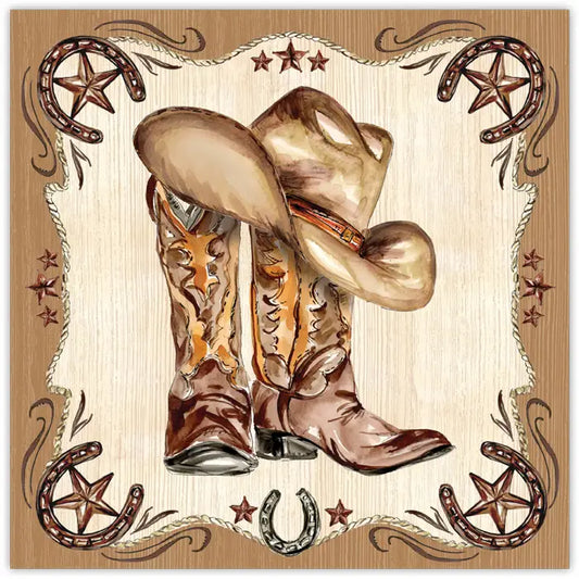 RosanneBeck Western Boots and Hat Square Placemat