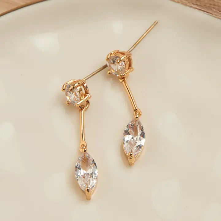 Dazzler Long Post Cubic Zirconia Drop Earrings