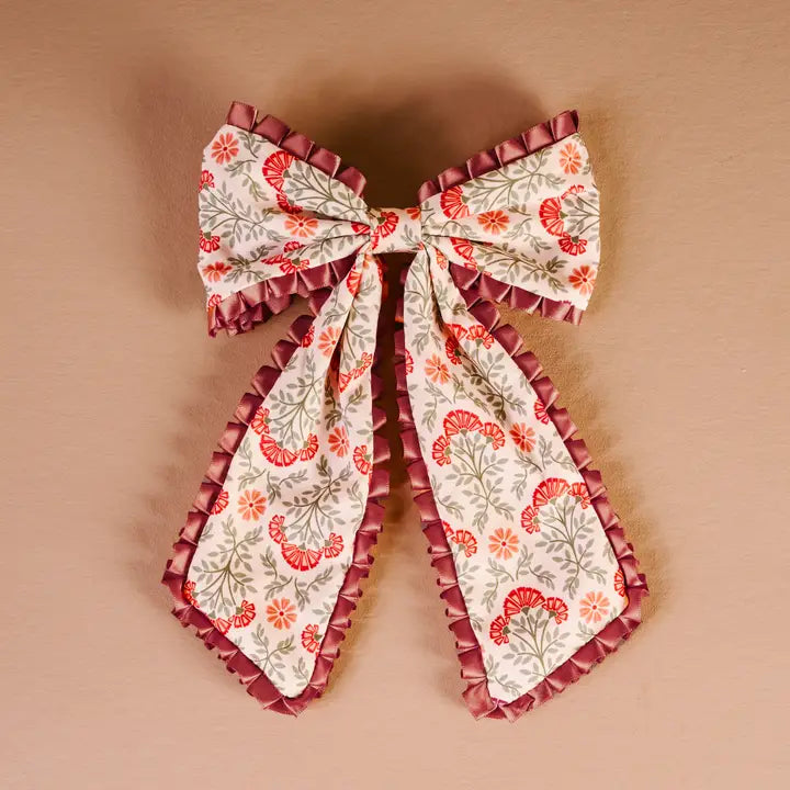 Fancy Frills Hair Bow - Everbloom Dusty Rose