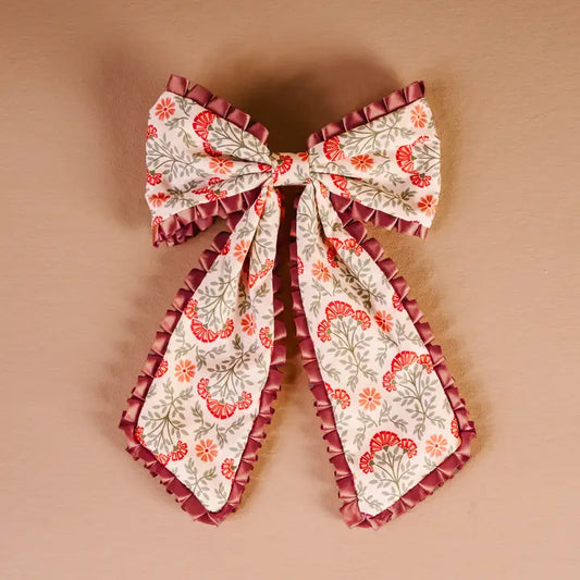 Fancy Frills Hair Bow - Everbloom Dusty Rose