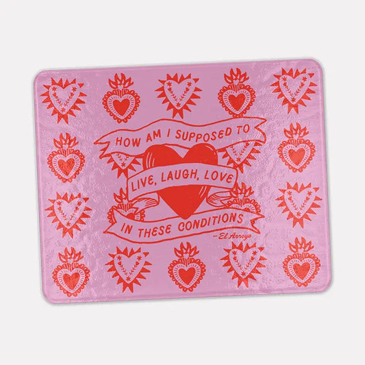 El Arroyo Live Laugh Love Mini Glass Cutting Board