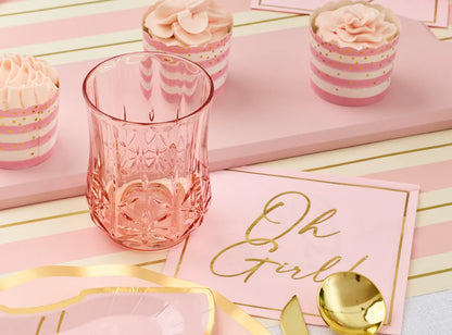 Traditional Classic Blush Pink Tumblers, Wine and Cocktail Glasses & Pitcher