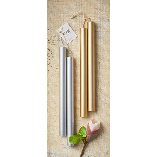 Unscented 10" Taper Candles Set of 2 - Silver