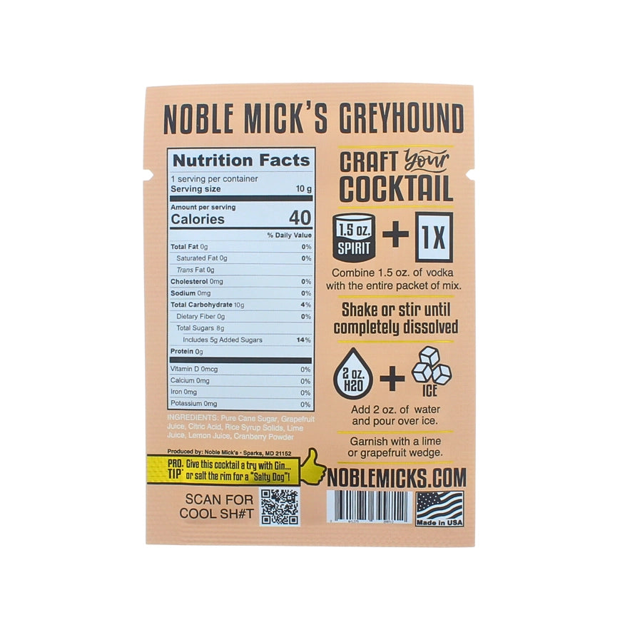 Noble Mick's Single Serve Craft Cocktail Mix - Greyhound