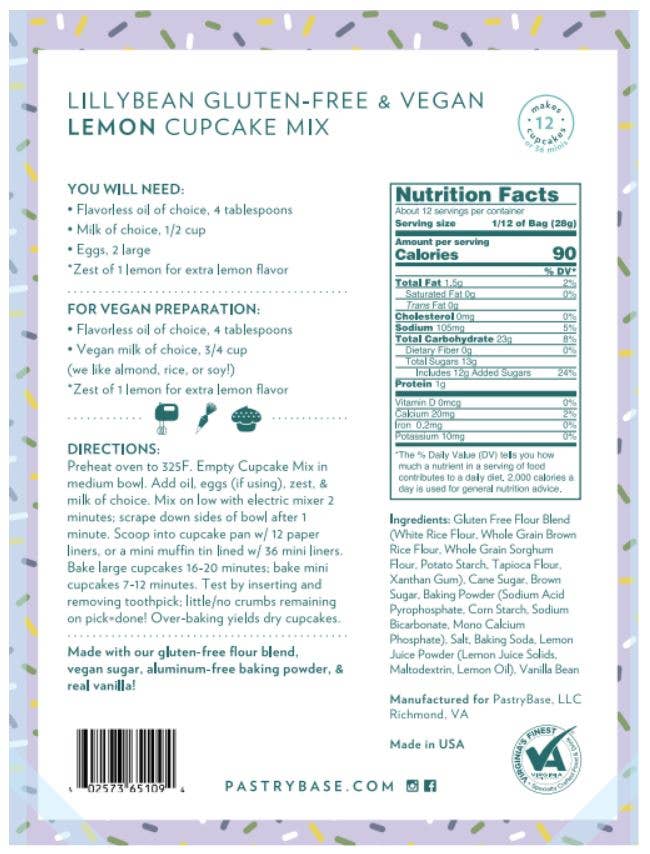 LillyBean Lemon Cupcake Mix (Vegan and GF)