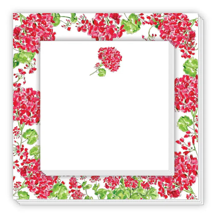 Handpainted Red Geranium Notepad Duo