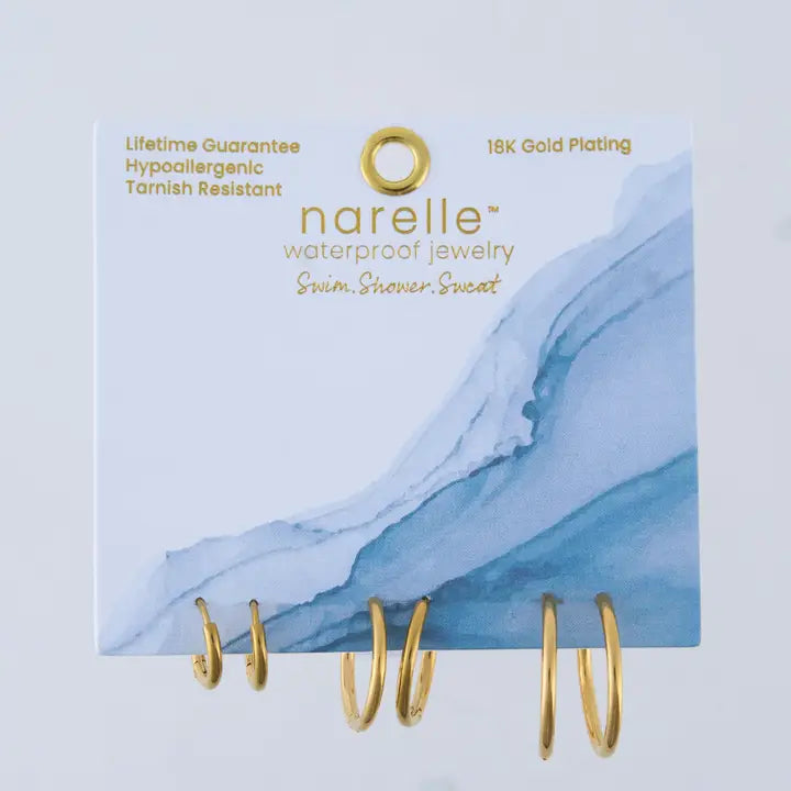 Waterproof Earring Narelle Classic Hoop Trio Jewelry