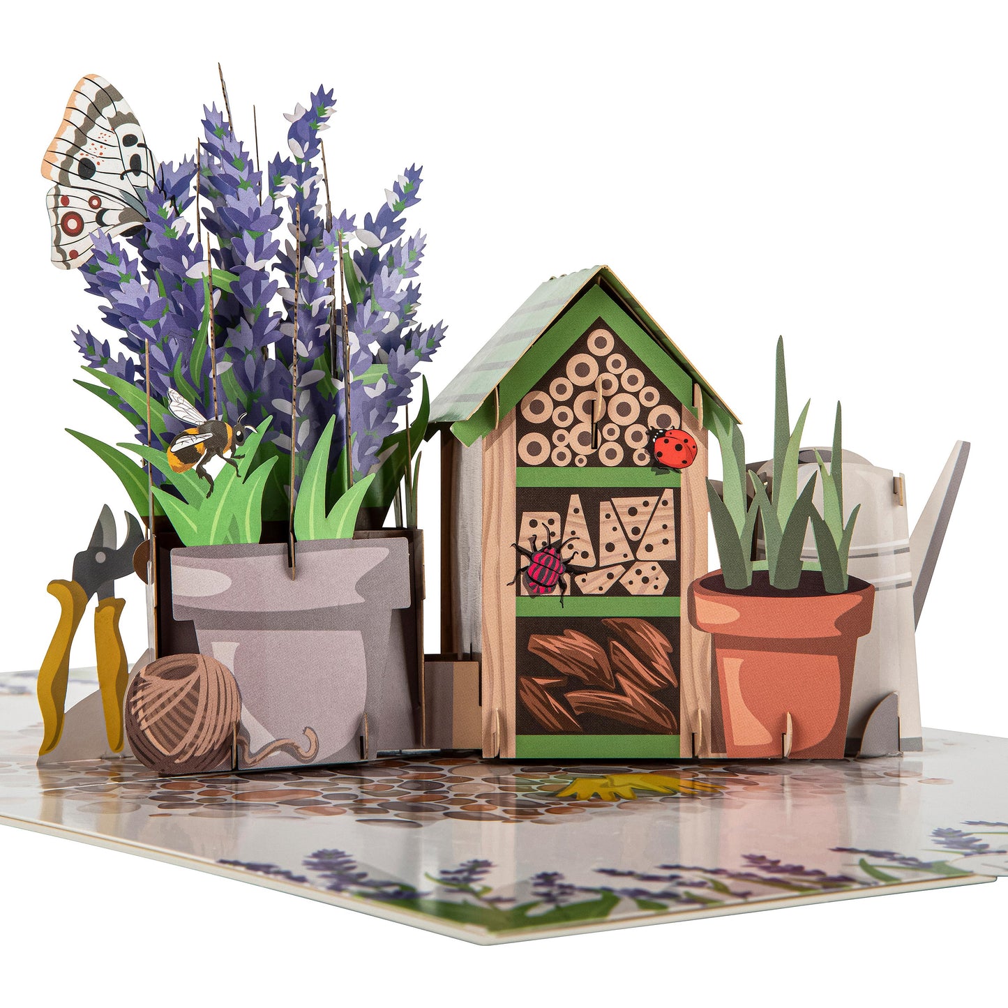 Lavender Gardener Paper Pop Up Card