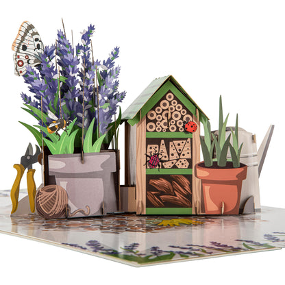 Lavender Gardener Paper Pop Up Card