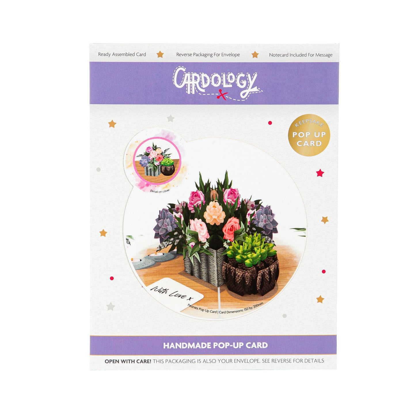 Peonies Paper Pop Up Card