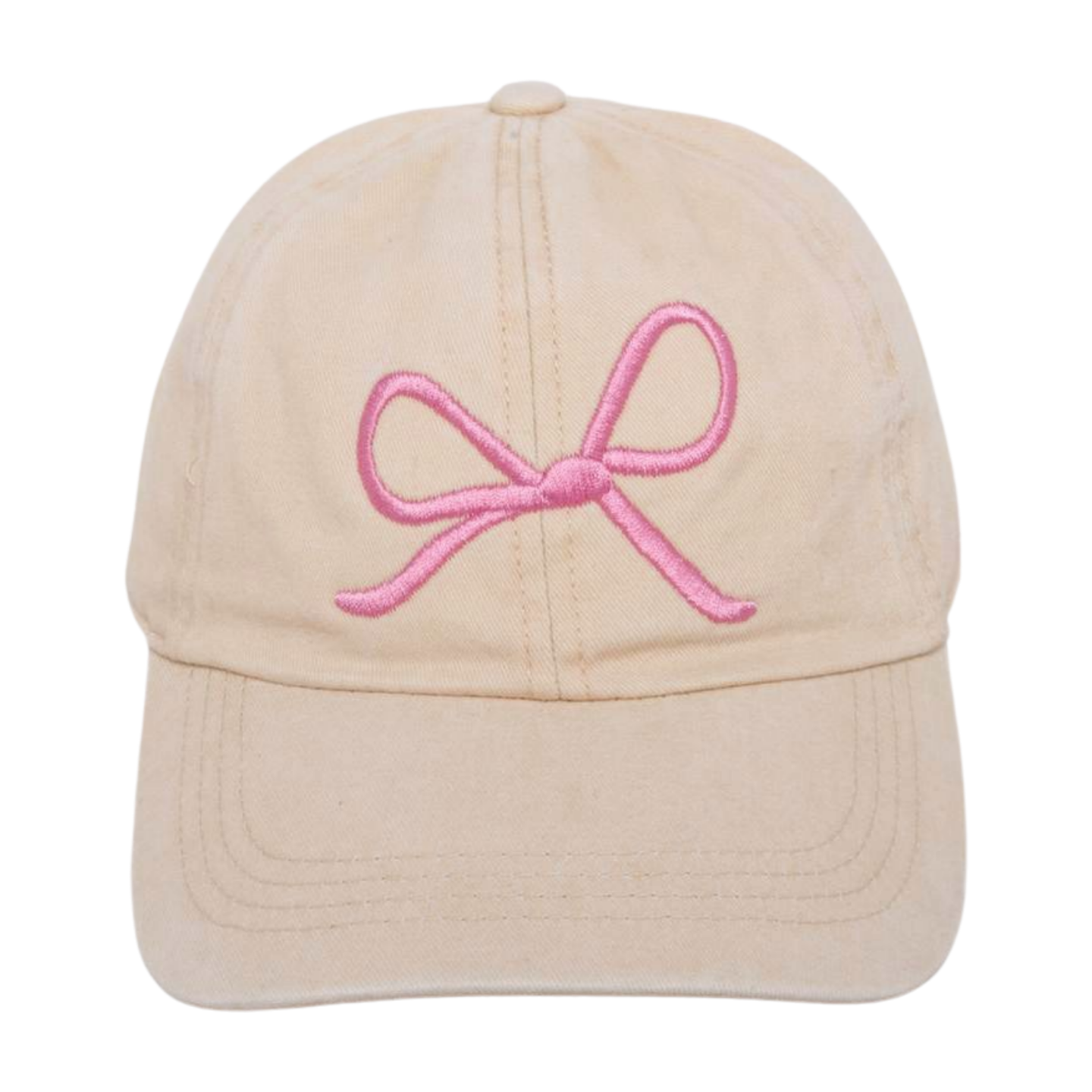 BOW EMBROIDERED COTTON BASEBALL CAP: Beige