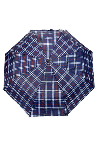 Blue Plaid Compact Umbrella