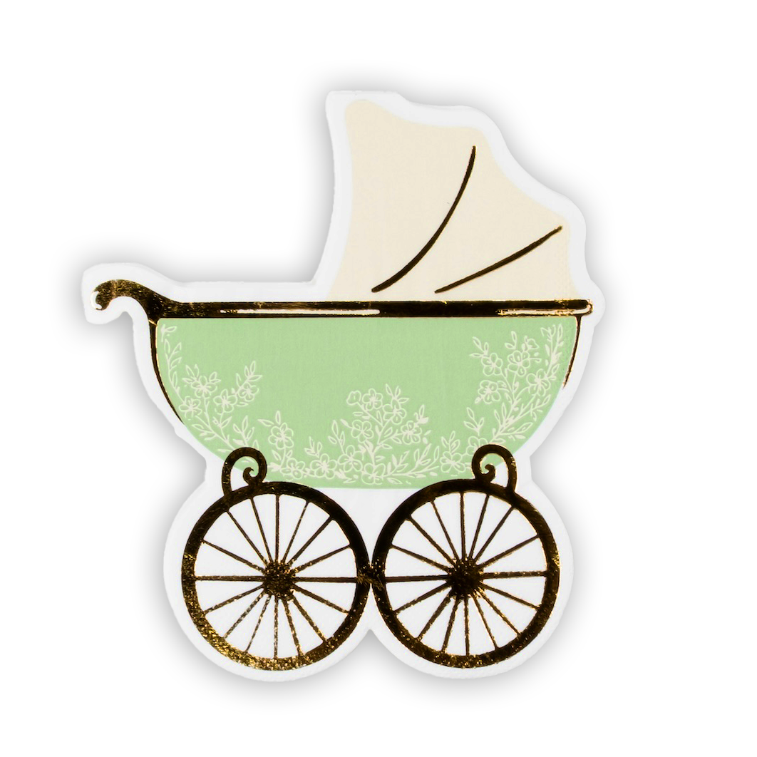 Sage Baby Carriage Beverage Napkins