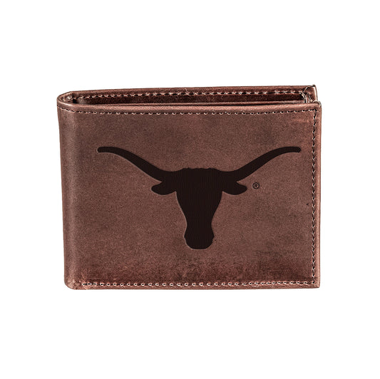 University of Texas 100% Genuine Leather Brown Bi-Fold & Tri-Fold Wallet