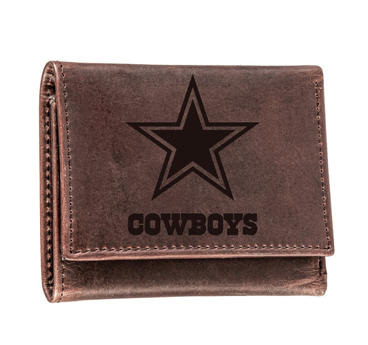 Dallas Cowboys 100% Genuine Leather Brown Bi-Fold & Tri-Fold Wallet