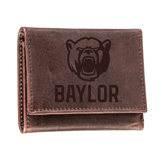 Baylor University 100% Genuine Leather Brown Bi-Fold & Tri-Fold Wallet
