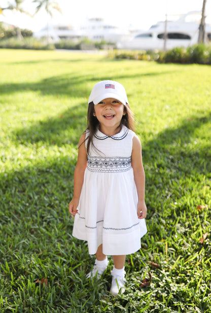 American Flag Bow Baseball Girls Hat - Junior (Ages 7-12)