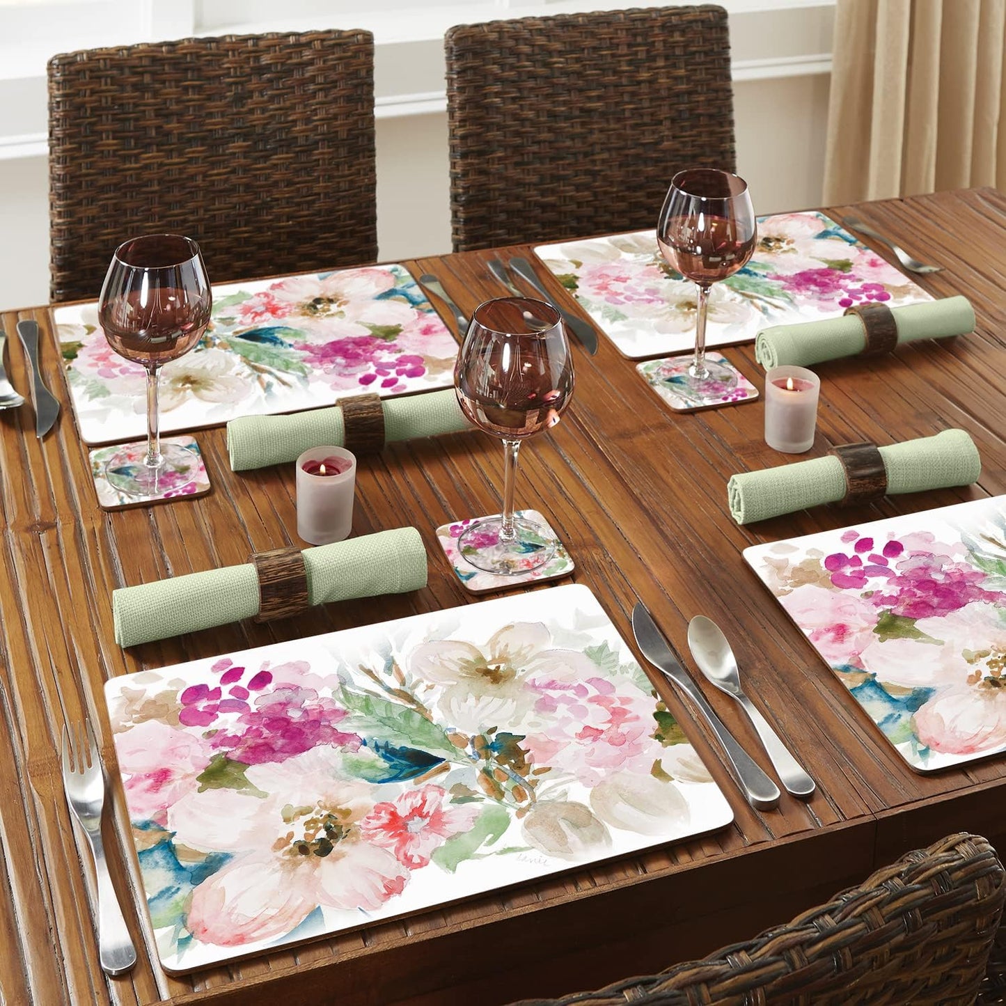 CounterArt Fragrant Spring Hardboard Cork-Back Placemats