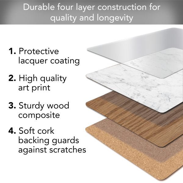 CounterArt White Marble Hardboard Cork-Back Placemats