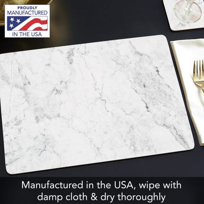 CounterArt White Marble Hardboard Cork-Back Placemats