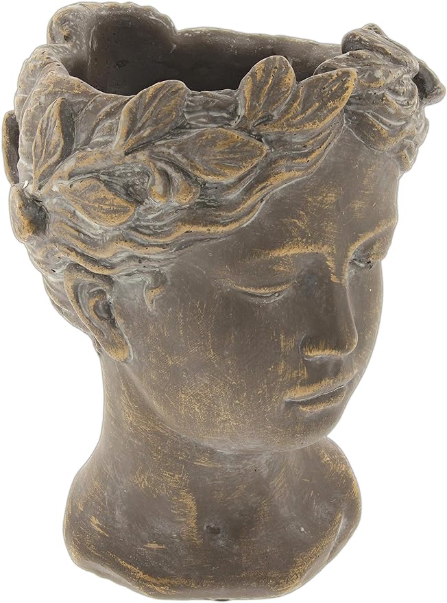 Grace Filled Woman Head Cement Planter Pot