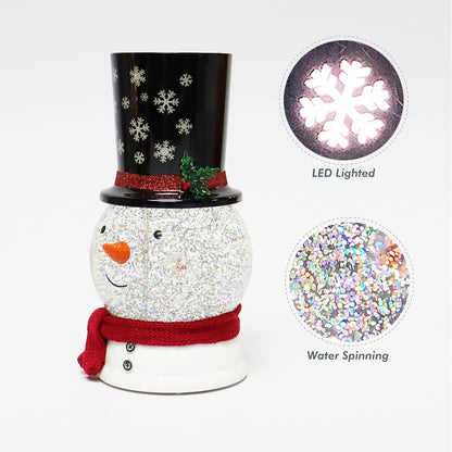 Holiday LED Projecting Snow Globe Water Spinning Snowman - 9.4"