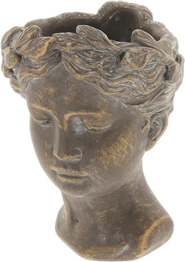 Grace Filled Woman Head Cement Planter Pot