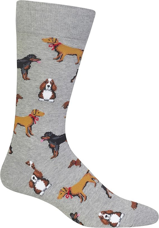 HotSox Crew Multi Dogs Grey Crew Socks