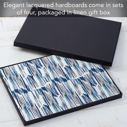 CounterArt Indigo Thin Lines Hardboard Cork-Back Placemats