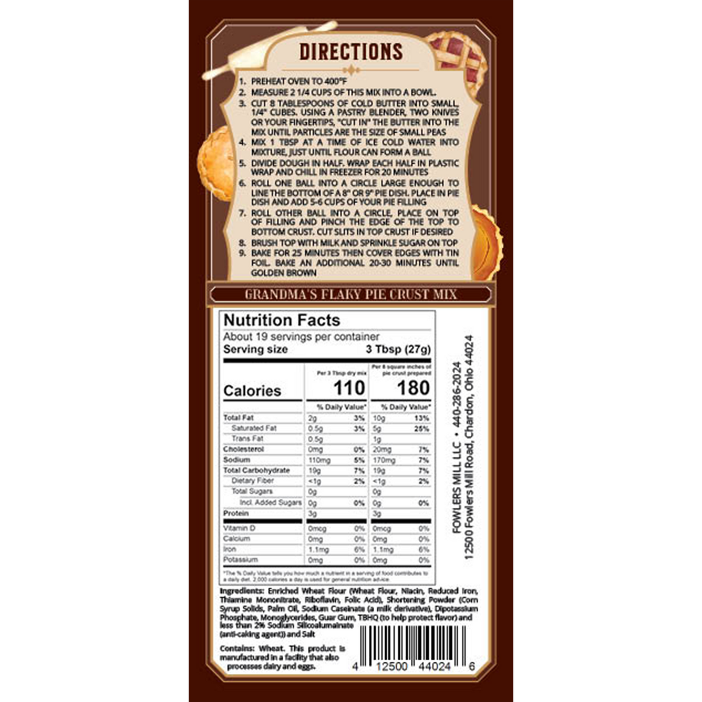 Fowler’s Mill Grandma's Flaky Pie Crust Mix