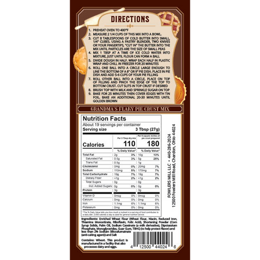 Fowler’s Mill Grandma's Flaky Pie Crust Mix