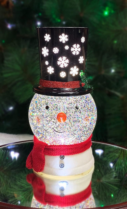 Holiday LED Projecting Snow Globe Water Spinning Snowman - 9.4"