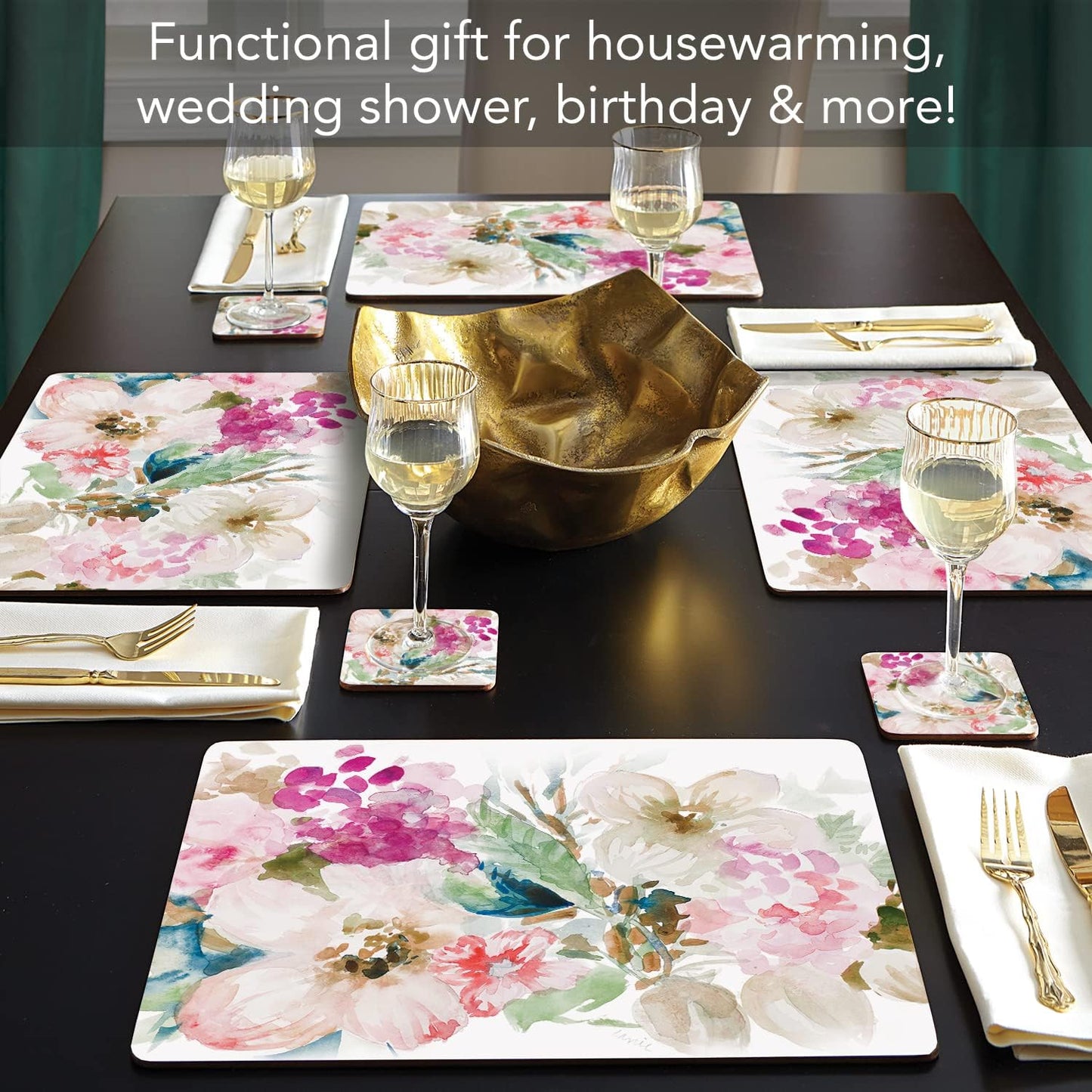 CounterArt Fragrant Spring Hardboard Cork-Back Placemats