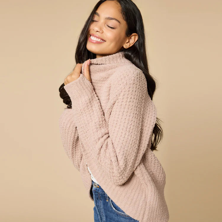Waffle Marshmallow Cocoon Cardigan- Coco