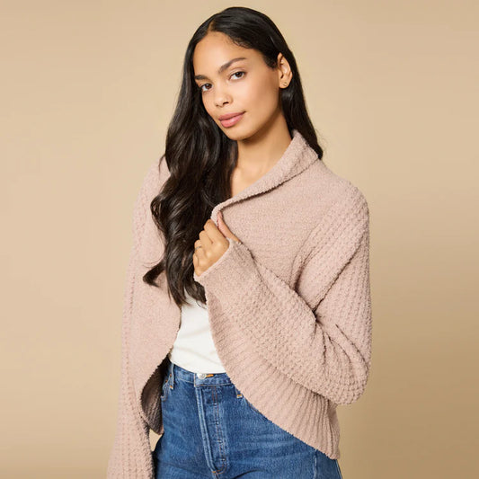 Waffle Marshmallow Cocoon Cardigan- Coco