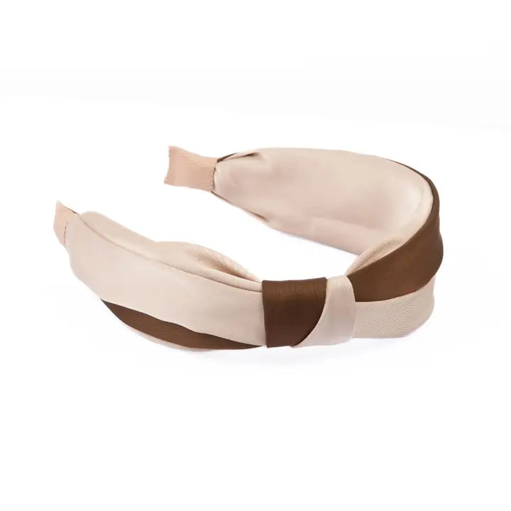 Satin Knot Neutral Two Tone Hair Headband