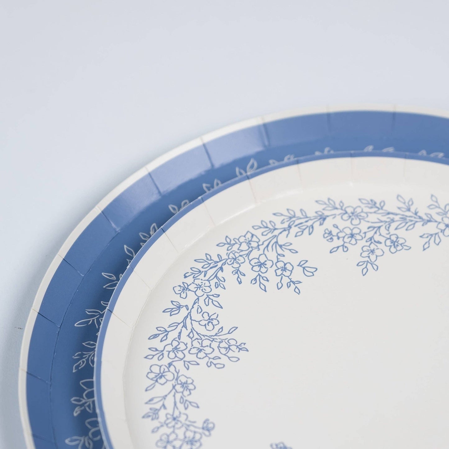 Floral Elegance Blue Dessert Plates